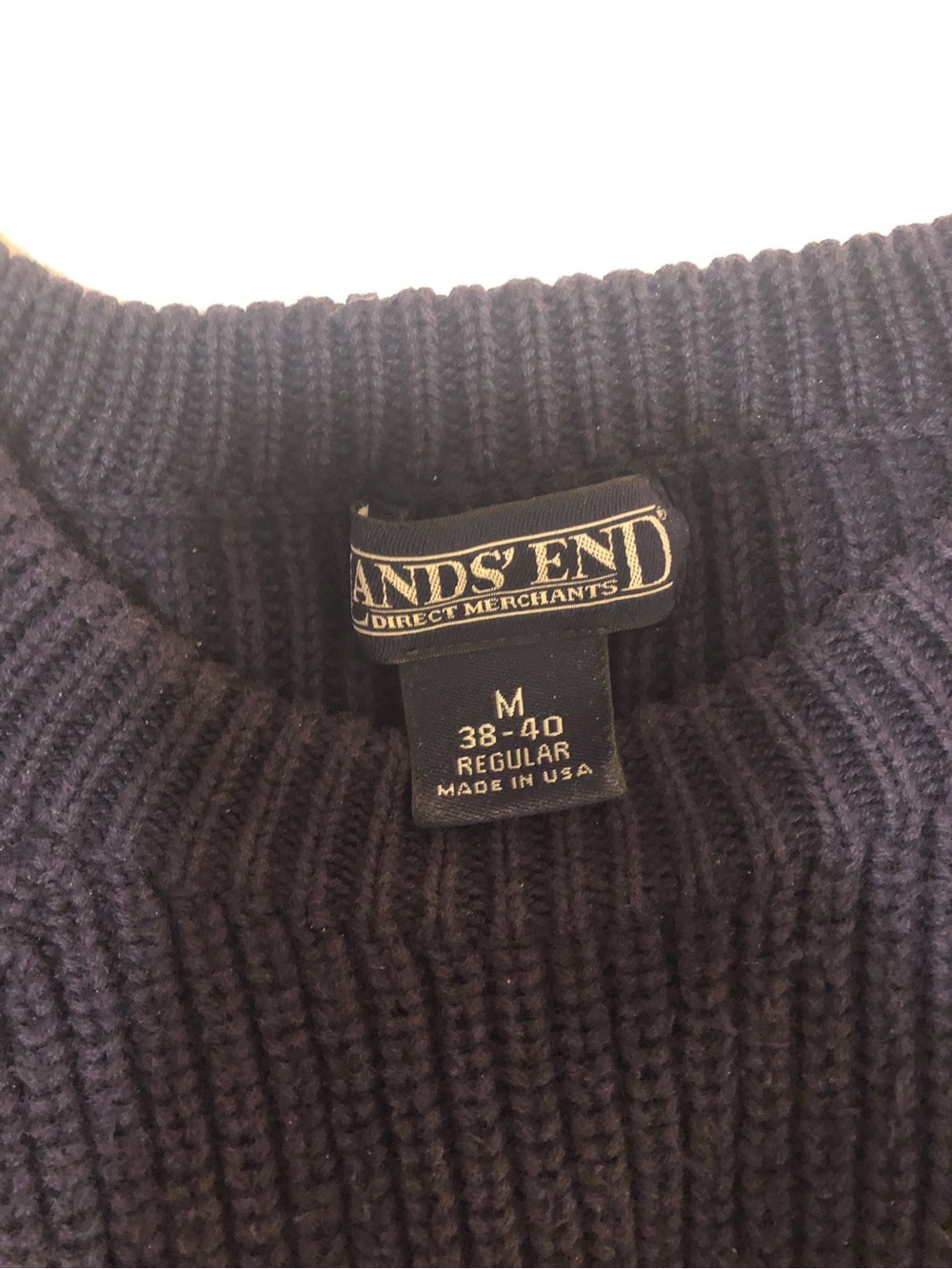 Lands' End Men's Navy Ribbed Crewneck Sweater